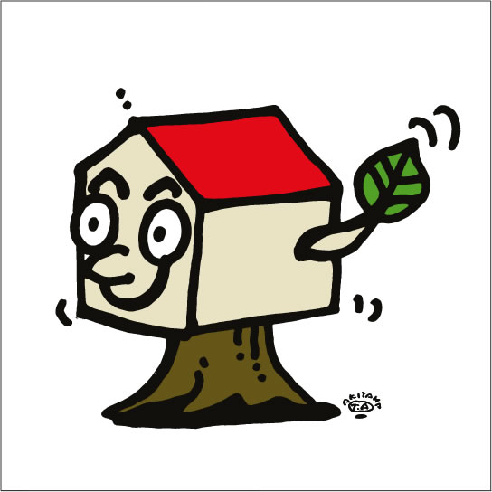 秋山孝が2010年に制作したイラスト「Tree house ツリーハウス」