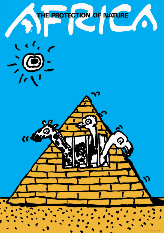 ポスターアーティスト秋山孝がエコロジーをテーマに1984年に制作したポスター「Africa (pyramid)」