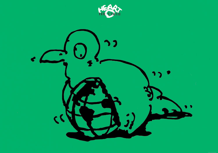 イラストレーター秋山孝が1987年に地球をテーマに制作したポスター「Sick-The Earth」