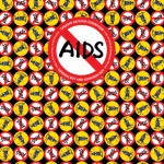 秋山孝がエイズをテーマに1992年に制作したポスター「Condom Boy and Aids Virus Boy」