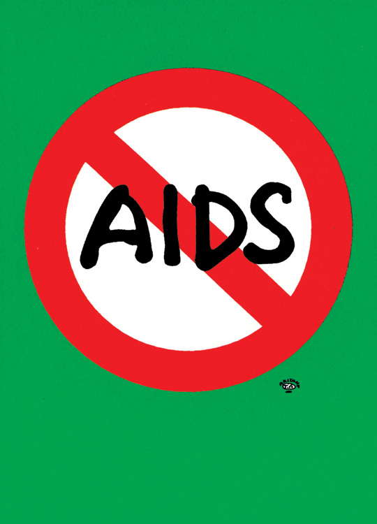 秋山孝が1992年にエイズをテーマに制作したポスター「Aids (stop aids symbol mark)」