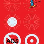 秋山孝が1992年にエイズをテーマに制作したポスター「Aids Condom Boy (target)」