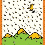 秋山孝がデサントからの依頼により山をテーマに1995年に制作したポスター「Thanks Mountain (bird) 」