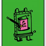 秋山孝が日本図書設計家協会からの依頼を受け、東京装画賞をテーマにして2012年に制作したポスター「「第1回東京装画賞 2012」プレゼンテーション用ポスター(緑)」