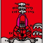 ポスターアーティスト秋山孝が反原発ポスター展実行委員会からの依頼により2011年に制作したポスター「NO MORE FUKUSHIMA 2011 NO MORE HIROSHIMA 1945 (red)」